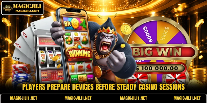 Players prepare devices before steady casino sessions Players prepare devices before steady casino sessions