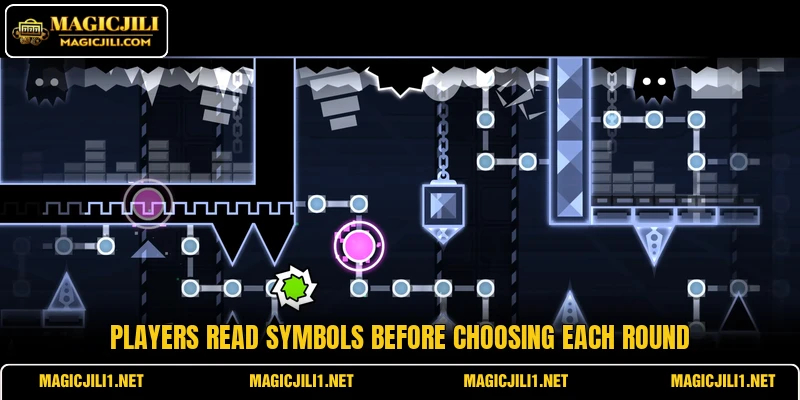 Players read symbols before choosing each round Players read symbols before choosing each round